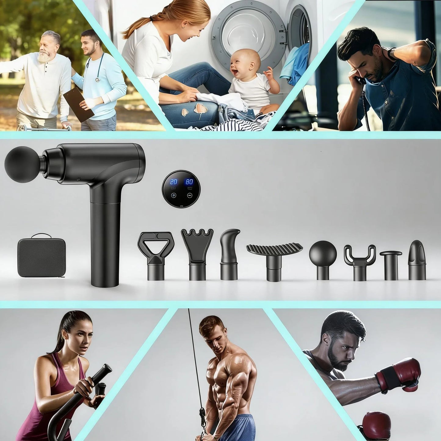 High-Performance Massage Gun - Customizable with 8 Attachments for Deep Relief